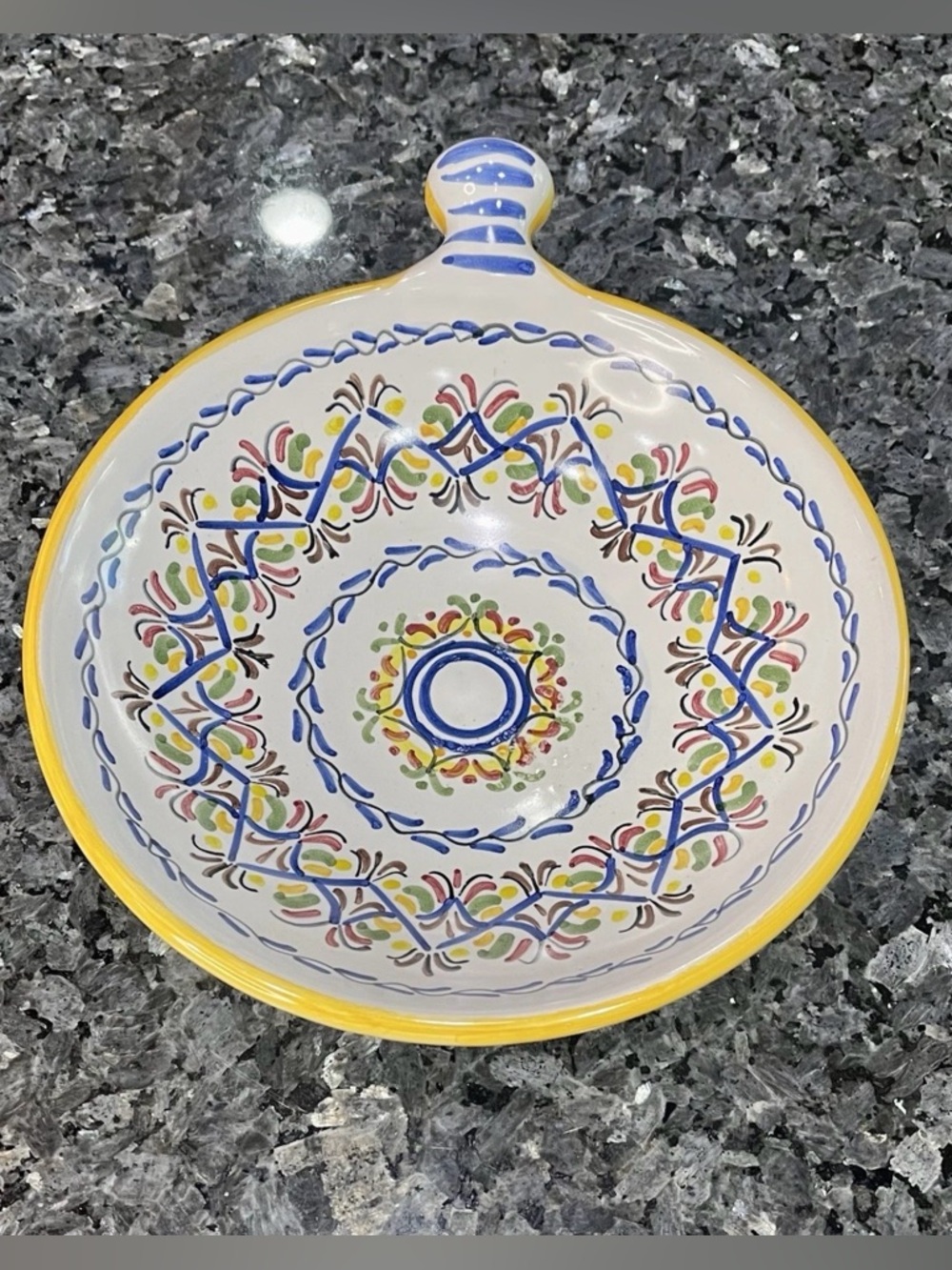 Handmade Puente Del Arzobispo Toledo Spain Serving Bowl with Handle 8”